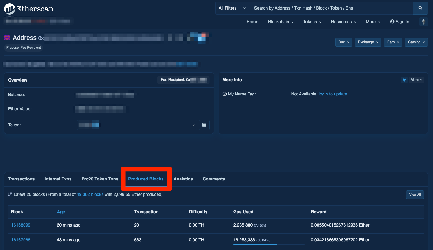 Etherscan proposed block rewards